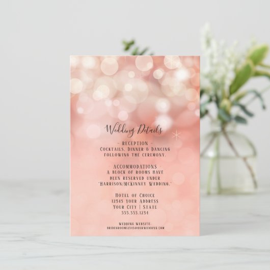 Blush Pink Gold Glitter Twinkle Licht - Inv Kaart (Staand voorkant)