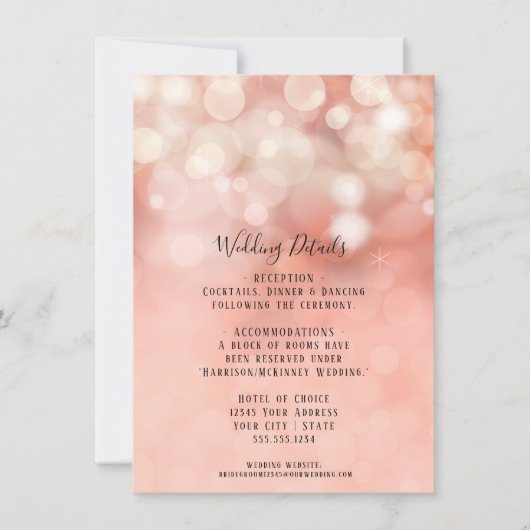 Blush Pink Gold Glitter Twinkle Licht - Inv Kaart (Voorkant)