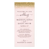 Blush Pink & Gold Glitter Weddenprogramma Reclamekaart (Voorkant)