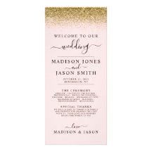 Blush Pink & Gold Glitter Weddenprogramma