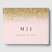 Blush Pink & Gold Glitter Weddenschap Gastenboek (Achterkant)