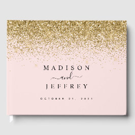 Blush Pink & Gold Glitter Weddenschap Gastenboek
