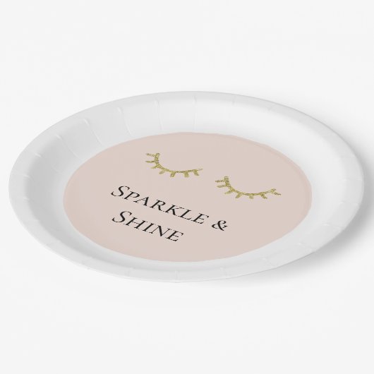 Blush Pink Gold Glitter Wimpers Sparkle Papieren Bordje (Gekanteld)