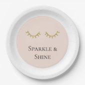Blush Pink Gold Glitter Wimpers Sparkle Papieren Bordje (Voorkant)