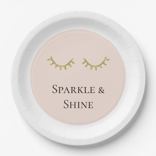Blush Pink Gold Glitter Wimpers Sparkle Papieren Bordje (Voorkant)