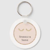 Blush Pink Gold Glitter Wimpers Sparkle Sleutelhanger (Voorkant)