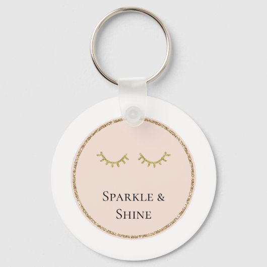Blush Pink Gold Glitter Wimpers Sparkle Sleutelhanger (Voorkant)