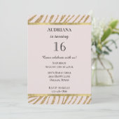 Blush Pink Gold Glitter Zebra Animal Birthday Kaart (Staand voorkant)