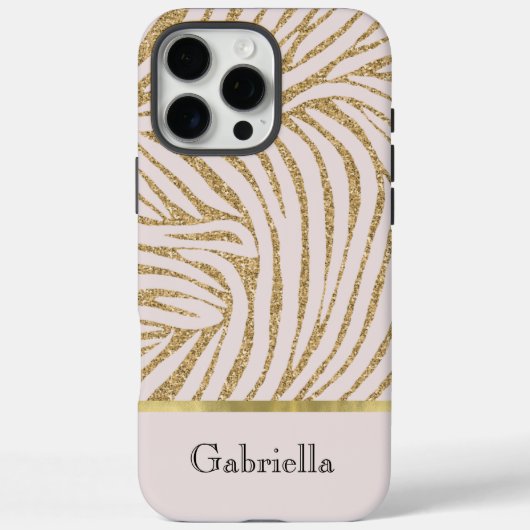 Blush Pink Gold Glitter Zebra Case-Mate iPhone Case (Achterkant)