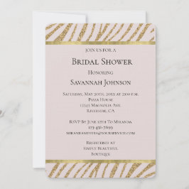 Blush Pink Gold Glitter Zebra Dier Vrijgezellenfee Kaart