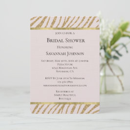Blush Pink Gold Glitter Zebra Dier Vrijgezellenfee Kaart