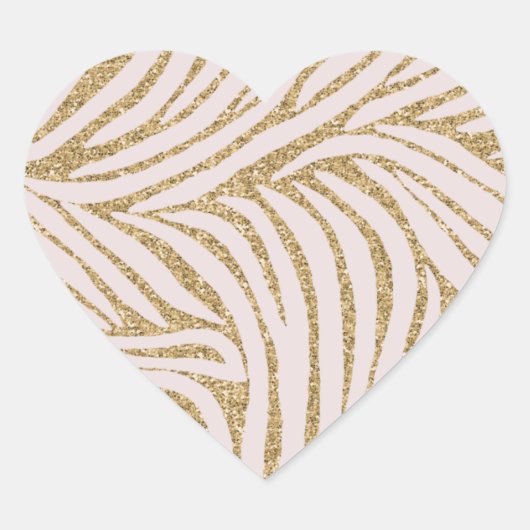 Blush Pink Gold Glitter Zebra Hart Sticker (Voorkant)