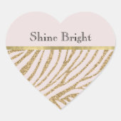 Blush Pink Gold Glitter Zebra Hart Sticker (Voorkant)