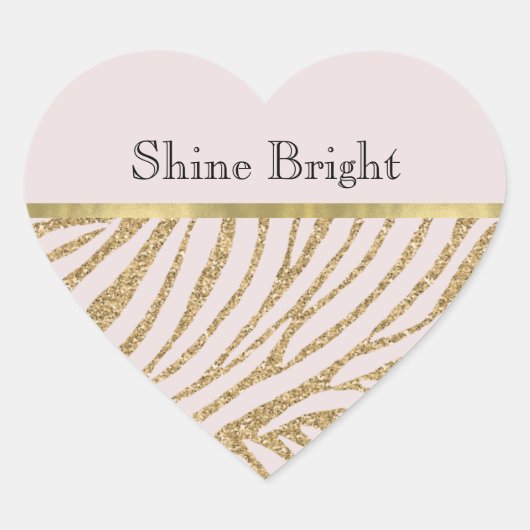Blush Pink Gold Glitter Zebra Hart Sticker (Voorkant)
