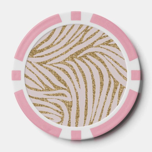 Blush Pink Gold Glitter Zebra Poker Chips (Voorkant)