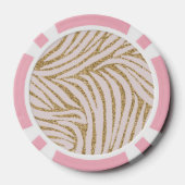 Blush Pink Gold Glitter Zebra Poker Chips (Achterkant)