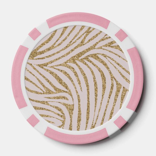 Blush Pink Gold Glitter Zebra Poker Chips (Achterkant)