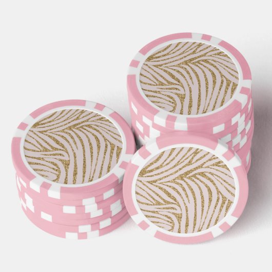 Blush Pink Gold Glitter Zebra Poker Chips (Opstapeling)