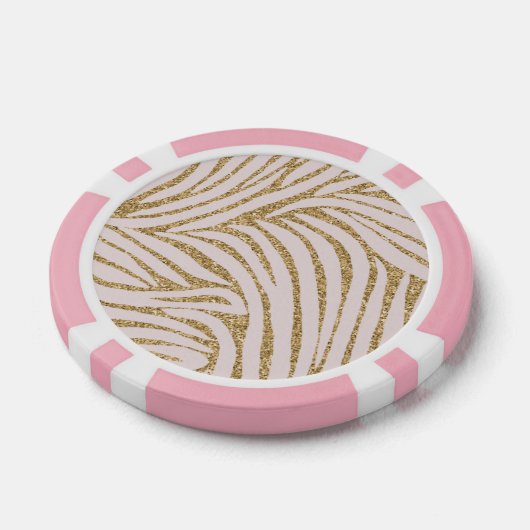 Blush Pink Gold Glitter Zebra Poker Chips (Enkel)