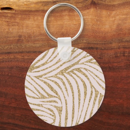 Blush Pink Gold Glitter Zebra Sleutelhanger (Achterkant)