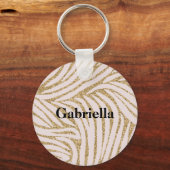 Blush Pink Gold Glitter Zebra Sleutelhanger (Voorkant)