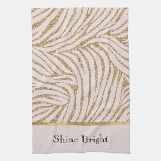 Blush Pink Gold Glitter Zebra Theedoek (Verticaal)