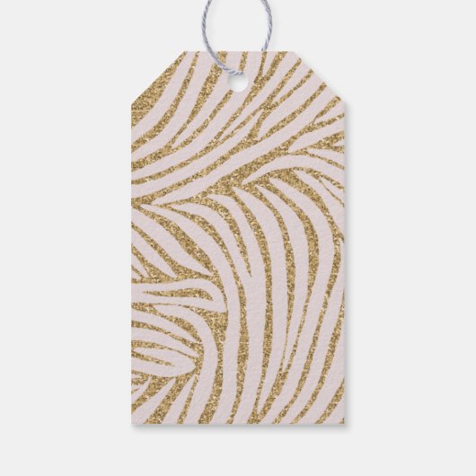Blush Pink Gold Glitter Zebra Verjaardag Cadeaulabel (Achterkant)