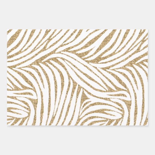 Blush Pink Gold Glitter Zebra Verjaardag Inpakpapier Vel (Voorkant 3)
