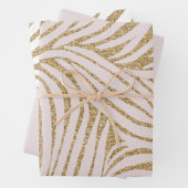 Blush Pink Gold Glitter Zebra Verjaardag Inpakpapier Vel (In situ)