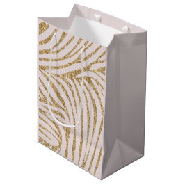 Blush Pink Gold Glitter Zebra Verjaardag Medium Cadeauzakje