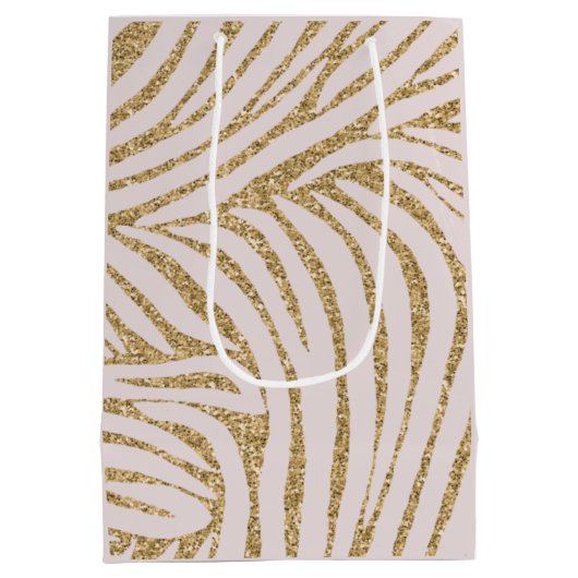 Blush Pink Gold Glitter Zebra Verjaardag Medium Cadeauzakje (Achterkant)