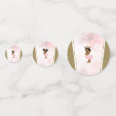 Blush Pink & Gold Glitter Zwart Meisje Afrikaanse  Confetti (Voorkanten)