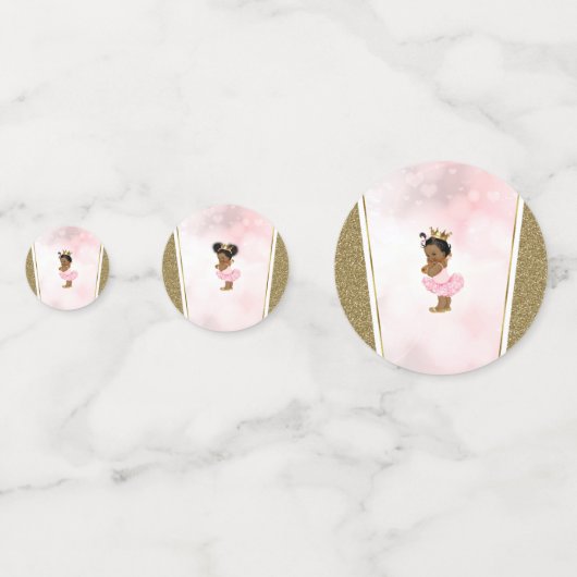 Blush Pink & Gold Glitter Zwart Meisje Afrikaanse  Confetti (Voorkanten)