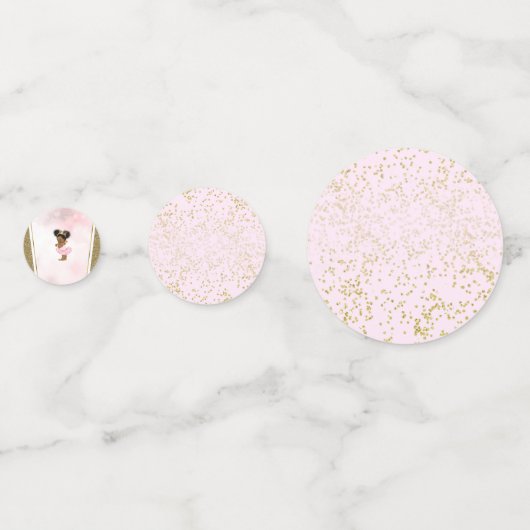 Blush Pink & Gold Glitter Zwart Meisje Afrikaanse  Confetti (Achterkanten)