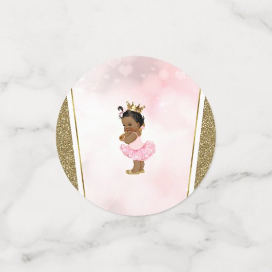 Blush Pink & Gold Glitter Zwart Meisje Afrikaanse  Confetti (Kleine voorkant)
