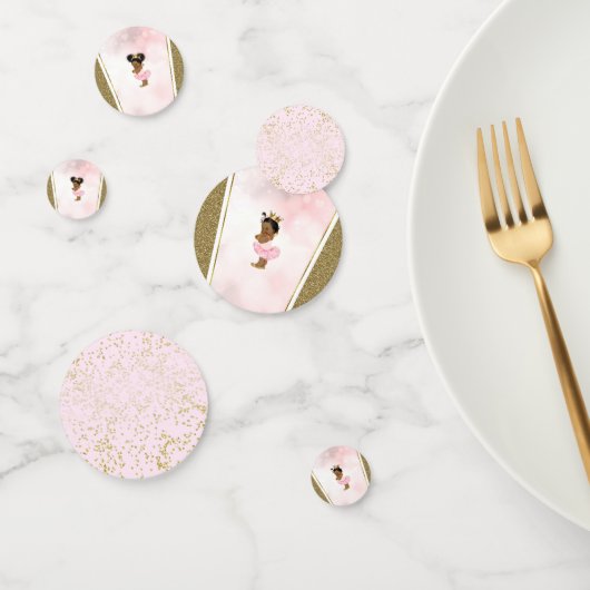 Blush Pink & Gold Glitter Zwart Meisje Afrikaanse  Confetti (Groep)