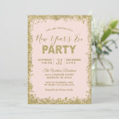 Blush Pink Gold Glitters nieuwjaarsfeest Kaart (Staand voorkant)