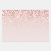 Blush Pink Gold Glitz Glitter Sparkle Inpakpapier Vel (Voorkant 3)