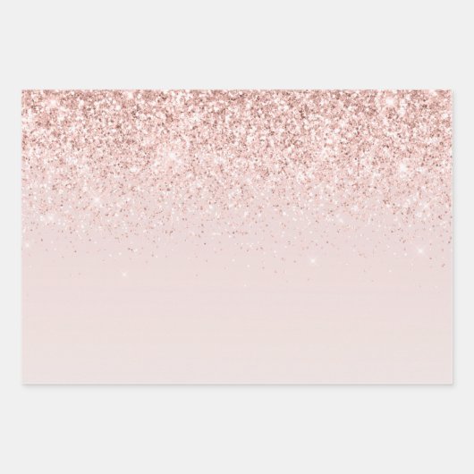 Blush Pink Gold Glitz Glitter Sparkle Inpakpapier Vel (Voorkant 3)