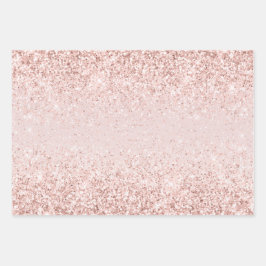 Blush Pink Gold Glitz Glitter Sparkle Inpakpapier Vel