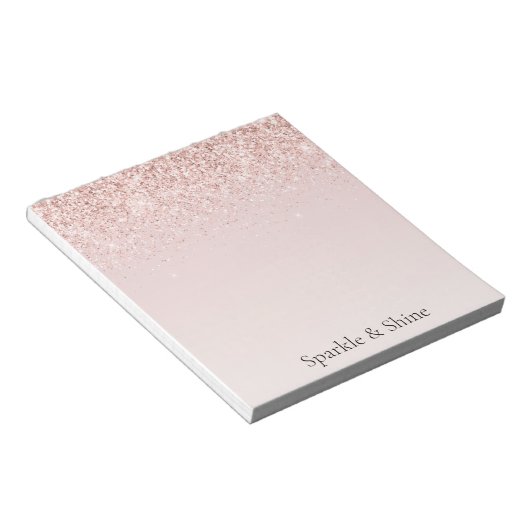 Blush Pink Gold Glitz Glitter Sparkle Notitieblok (Schuin)