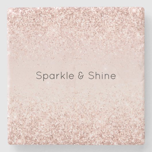 Blush Pink Gold Glitz Glitter Sparkle Stenen Onderzetter (Voorkant)