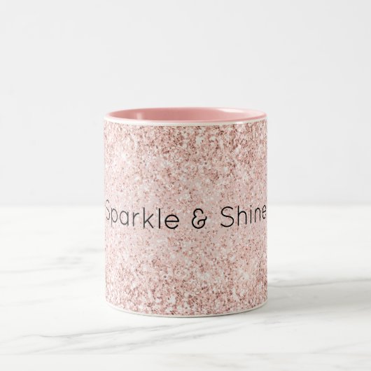Blush Pink Gold Glitz Glitter Sparkle Tweekleurige Koffiemok (Center)