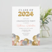 Blush Pink Gold Graduation Party Kaart (Staand voorkant)