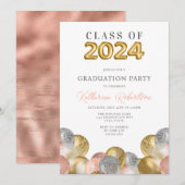 Blush Pink Gold Graduation Party Kaart (Voorkant / Achterkant)