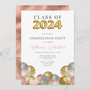 Blush Pink Gold Graduation Party Kaart