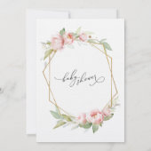 Blush Pink Gold Greenery Baby shower Invitation Kaart (Achterkant)