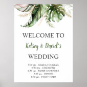Blush Pink Gold Greenery Wedding Welcome Poster (Voorkant)