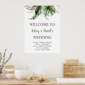 Blush Pink Gold Greenery Wedding Welcome Poster (Keuken)