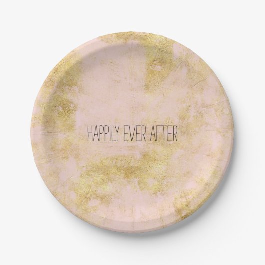 Blush Pink Gold Grunge Papieren Bordje (Voorkant)